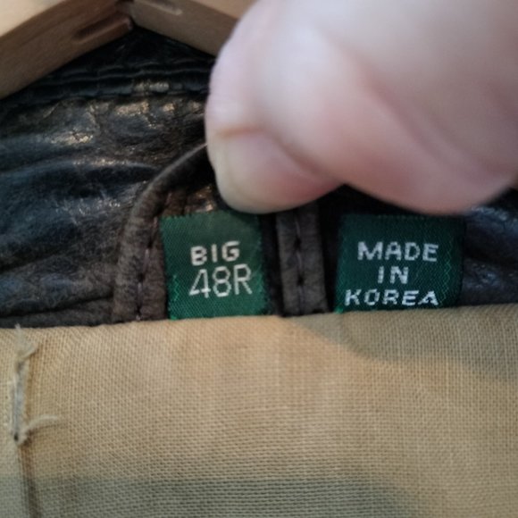 VTG Hunt Club Brown Leather Bomber Jacket Mens Size Big 48R Retro 80s Aviator - Picture 9 of 16